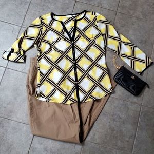 New York & Company Blouse Light Weight Roll Sleeves Top Small